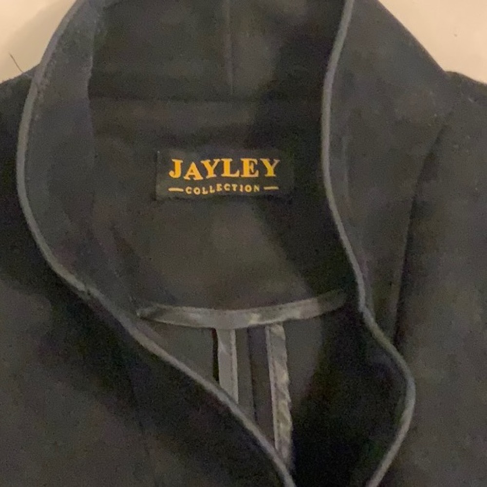 Jayley topcoat or evening coat. Side slits. Faux suede. S-M